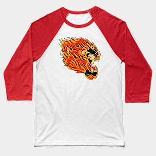 Fiery Tiger Face Baseball T-Shirt